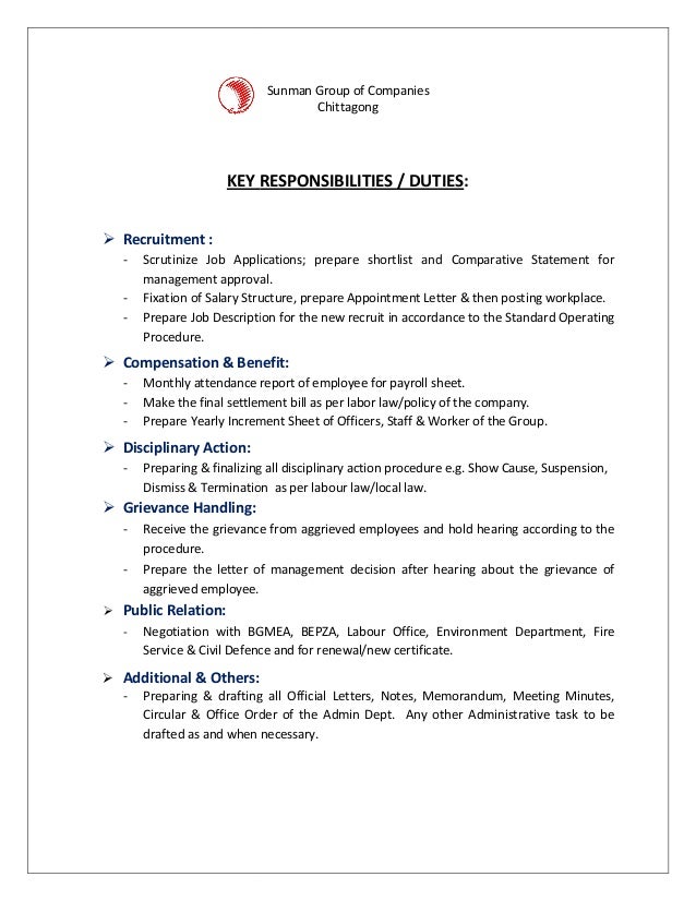 KEY RESPONSIBILITIES