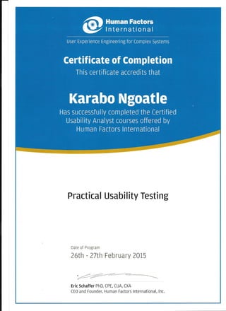 HFI Practical Usability Testing Certificate