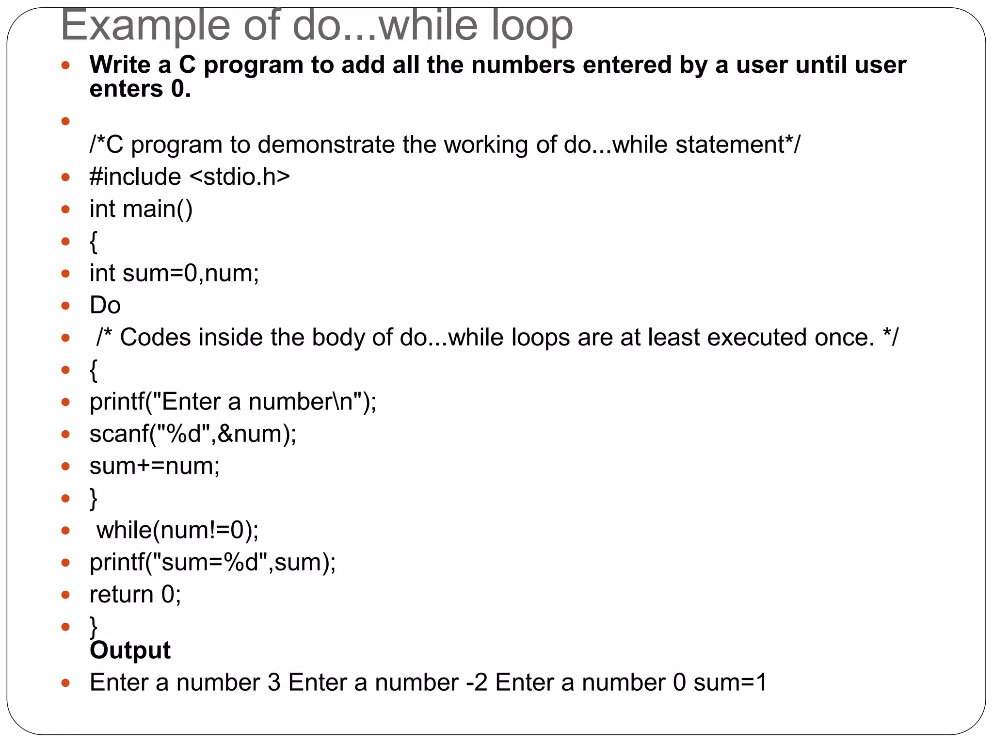 C decision making and looping. | PPTX | Programming Languages | Computing