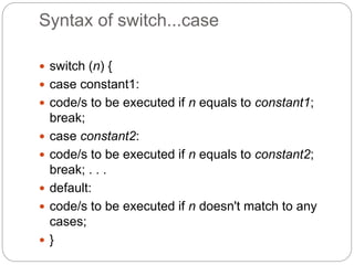 C decision making and looping. | PPTX