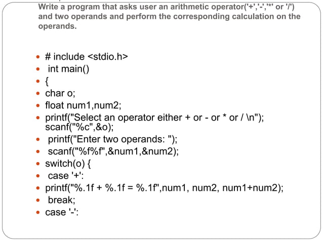 C decision making and looping. | PPTX | Programming Languages | Computing