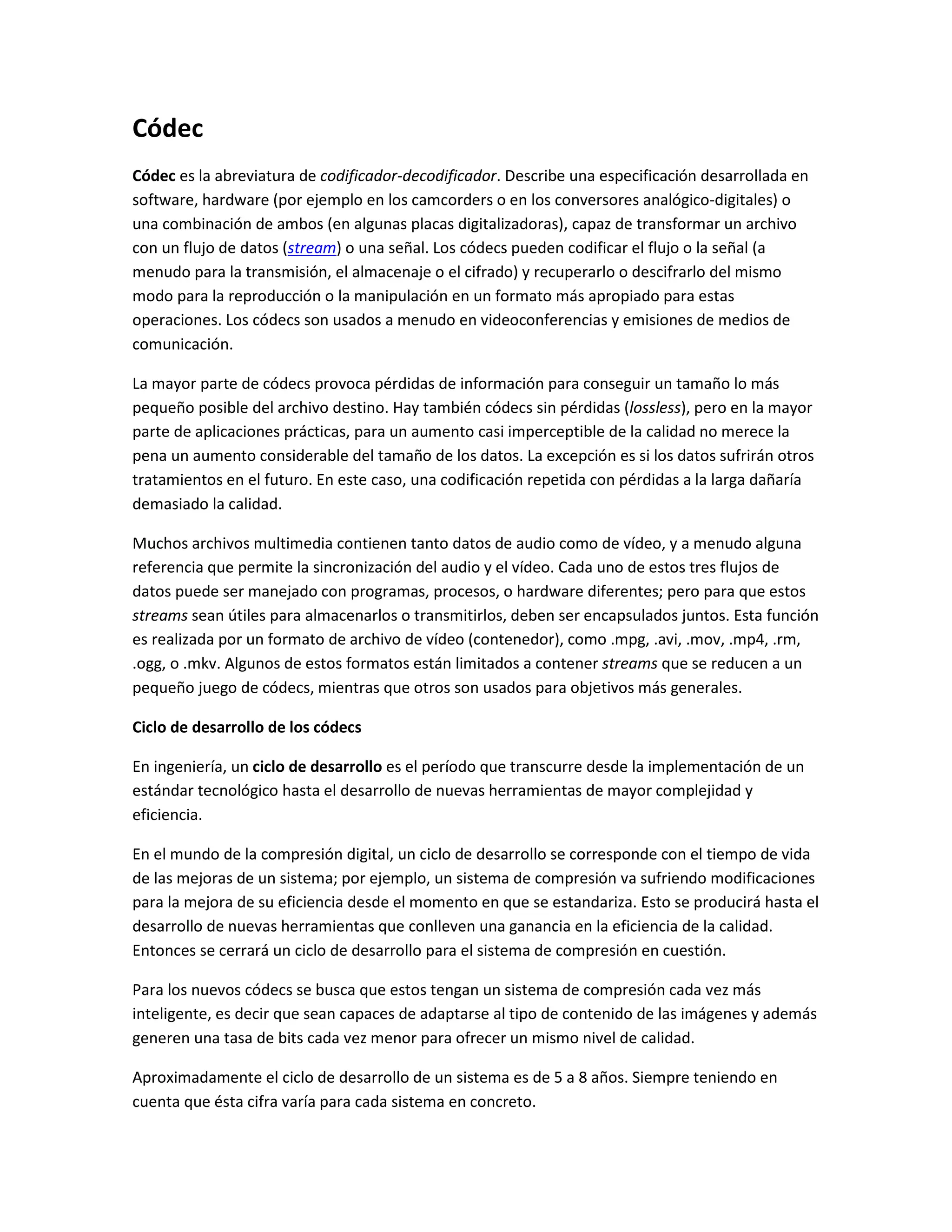 Códecs y formatos | PDF