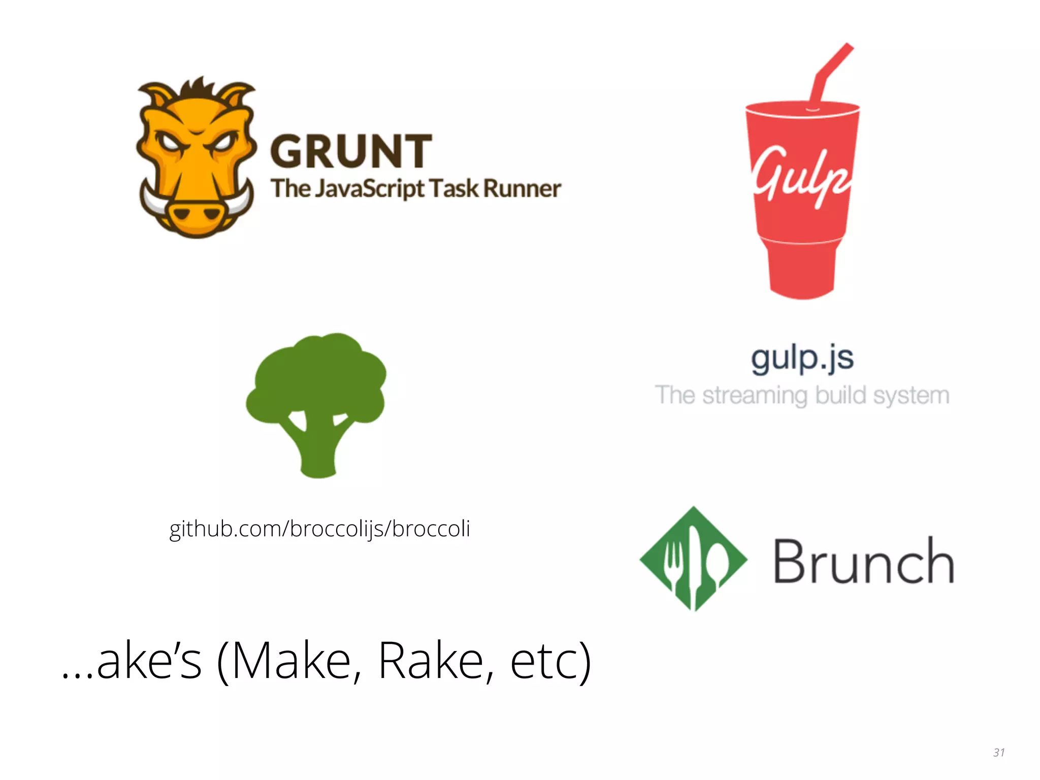 31 github.com/broccolijs/broccoli …ake’s (Make, Rake, etc) 