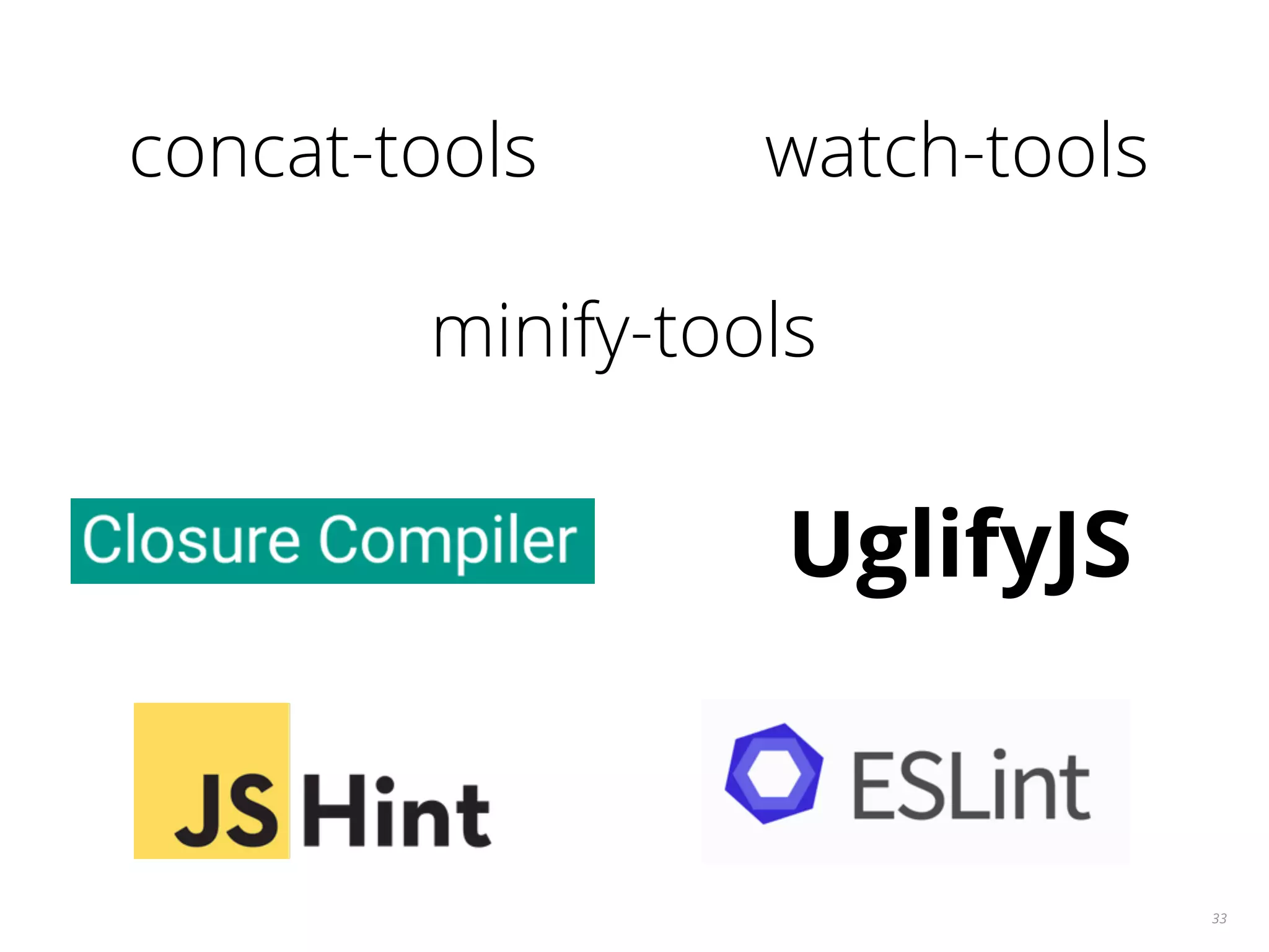33 minify-tools concat-tools watch-tools UglifyJS 