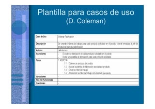 Plantilla para casos de uso
(D. Coleman)
 