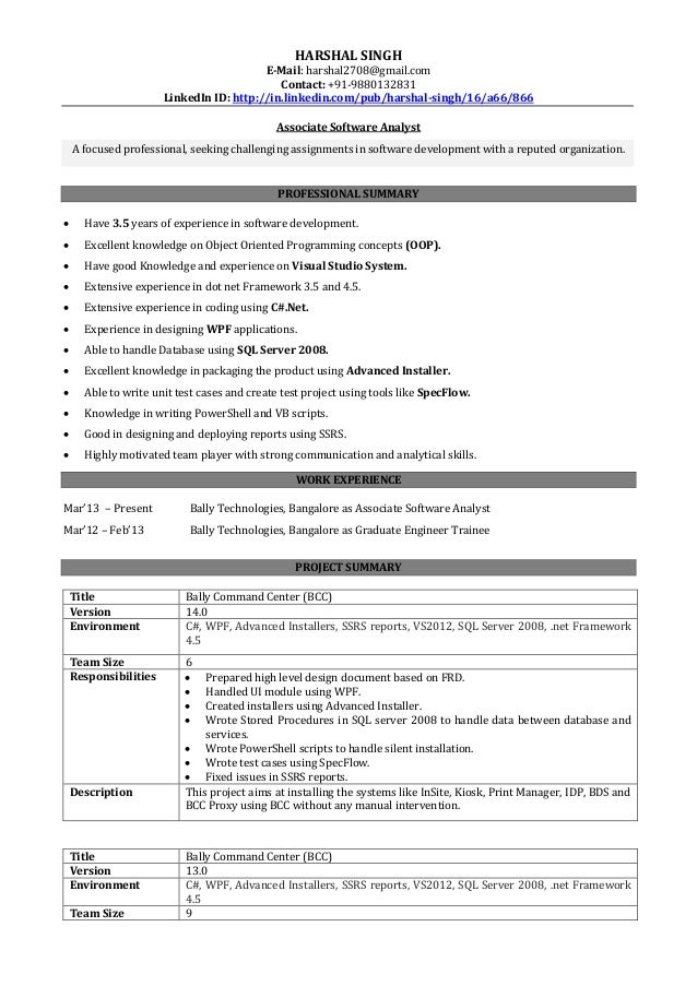 harshal resume wpf