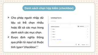 tạo bieu mau trong html de thiet ke form | PPTX