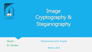 Image
Cryptography &
Steganography
Master :
Dr. Ghaderi
Mohammad Amin Amjadi
Winter 2015
 