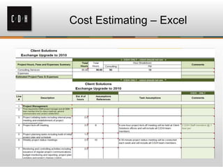 Cost Estimating – Excel
 
