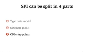 SPI	can	be	split	in	4	parts
 CDI	entry	points
 