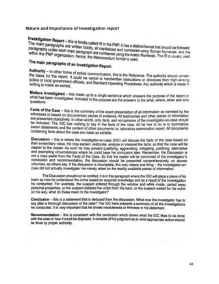 48
Nature and Importance of Investigation report
 