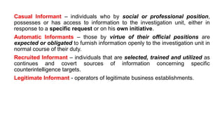 Covert Informant CDI 1 FUNDAMENTALS-OF-CRIMINAL-INVESTIGATION-AND-INTELLIGENCE.pptx