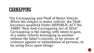 Carnapping Modus CDI 2.pptx special crime investigation with legal medicine | PPTX