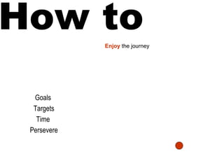 How to Goals Targets Time Persevere Enjoy the journey