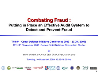 Combating Fraud : Putting in Place an Effective Audit System to Detect ...
