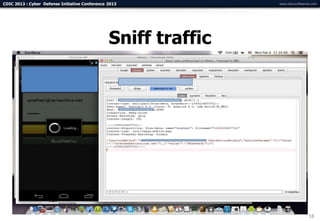CDIC 2013 : Cyber Defense Initiative Conference 2013            www.cdicconference.com




                                                Sniff traffic




                                                                                 18
 