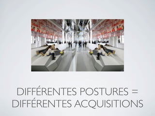 DIFFÉRENTES POSTURES =
DIFFÉRENTES ACQUISITIONS
 
