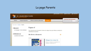 La page Parents
 