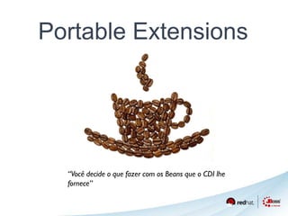 Portable Extensions 
“Você decide o que fazer com os Beans que o CDI lhe 
fornece” 
 