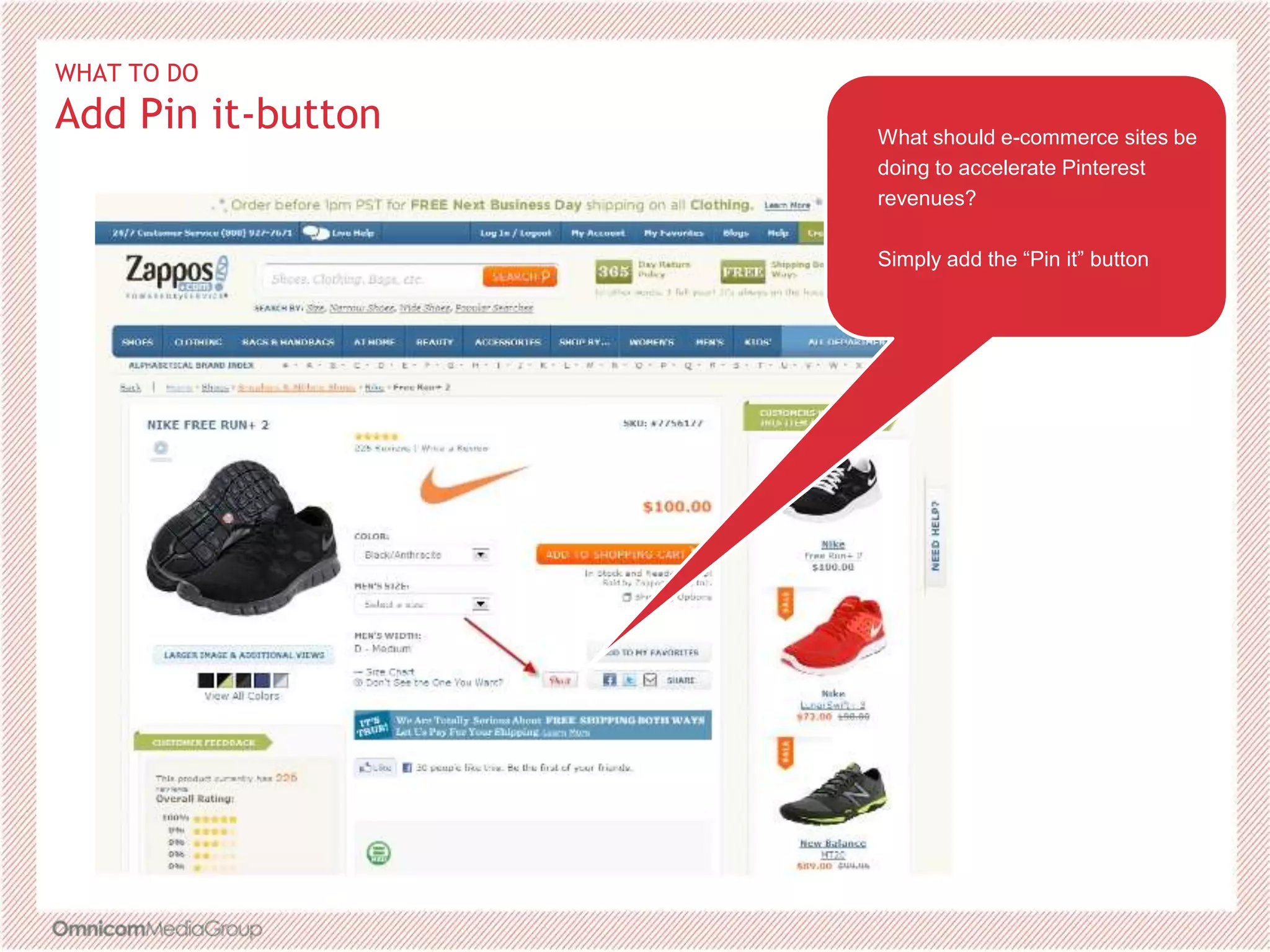 WHAT TO DO
Add Pin it-button What should e-commerce sites be
doing to accelerate Pinterest
revenues?
Simply add the “Pin it” button
 