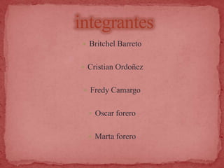  Britchel Barreto
 Cristian Ordoñez
 Fredy Camargo
 Oscar forero

 Marta forero

 