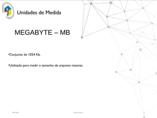 09/15/2025 By Rui Ferreira 13
Unidades de Medida
•Conjunto de 1024 Kb.
•Utilizado para medir o tamanho de arquivos maiores.
MEGABYTE – MB
 
