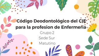 Código Deodontológico del CIE
para la profesion de Enfermeria
Grupo 2
Sede Sur
Matutino
 