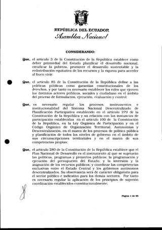 Código de Planificación y Finanzas Públicas Ecuador 