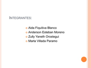 Integrantes: Aida Fiquitiva Blanco Anderson Esteban Moreno Zully Yaneth Orostegui Marla Villada Paramo 