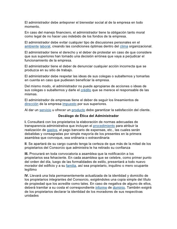Código de ética profesional del administrador de empresas