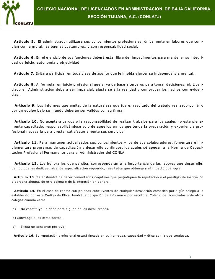 CÓDIGO DE ÉTICA PROFESIONAL DEL LICENCIADO EN