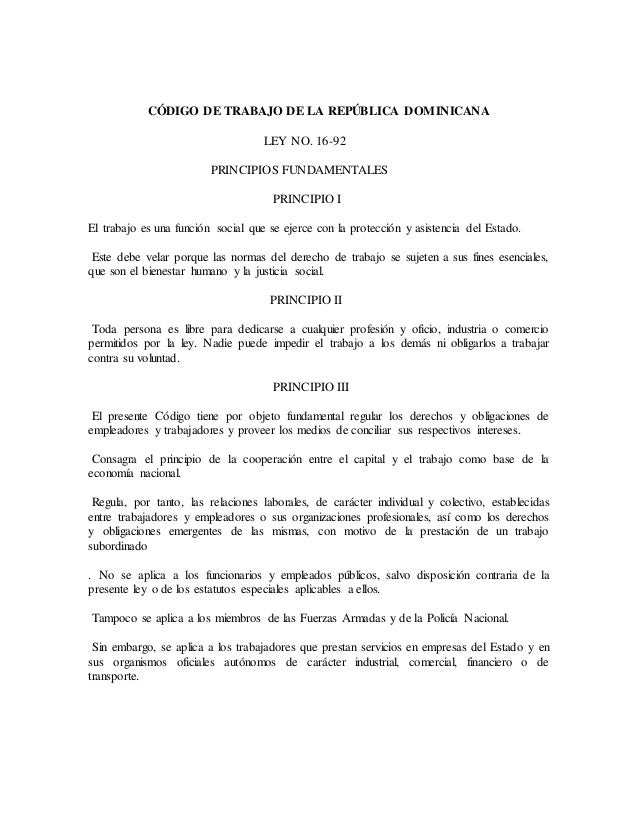Codigo de trabajo de la republica dominicana pdf