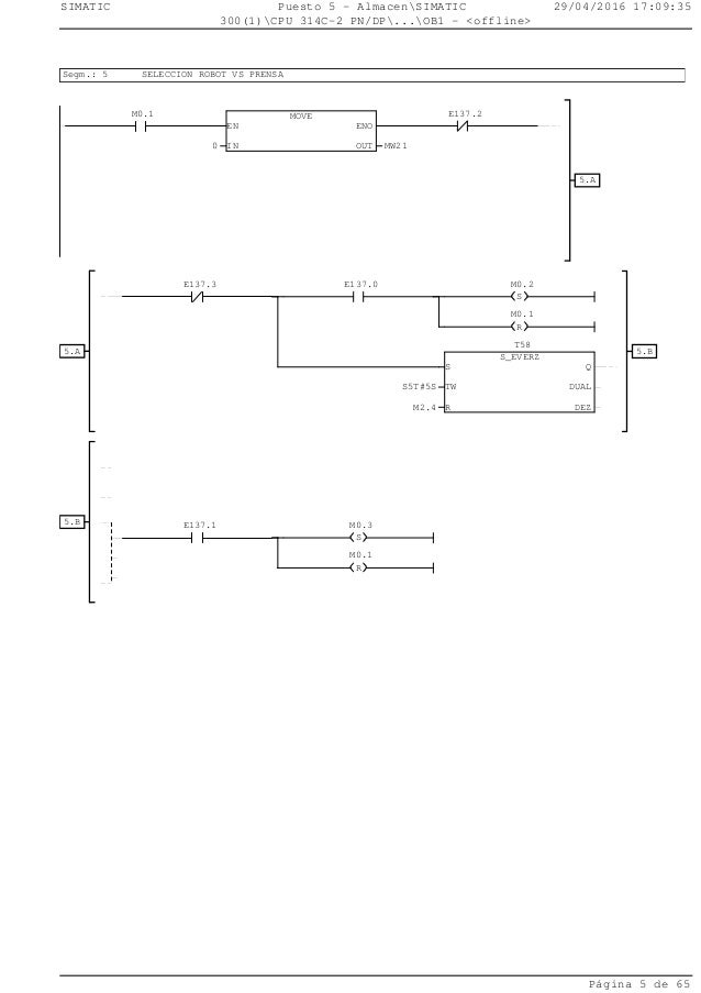 Programación robot industrial de almacenaje en Lenguaje de Contactos