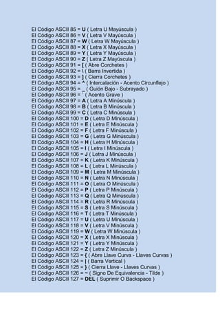 Códigos ascii | DOCX