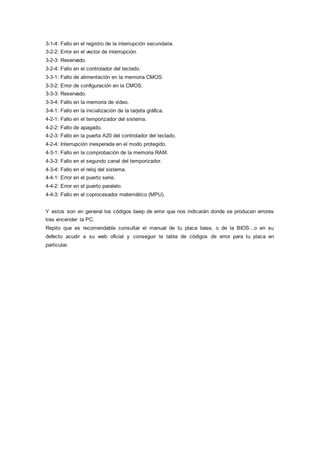 Códigos beep de error de la pc | DOCX