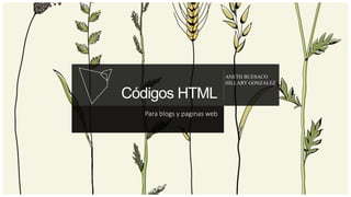 Códigos HTML
Para blogs y paginas web
ANETH BUESACO
HILLARY GONZALEZ
 