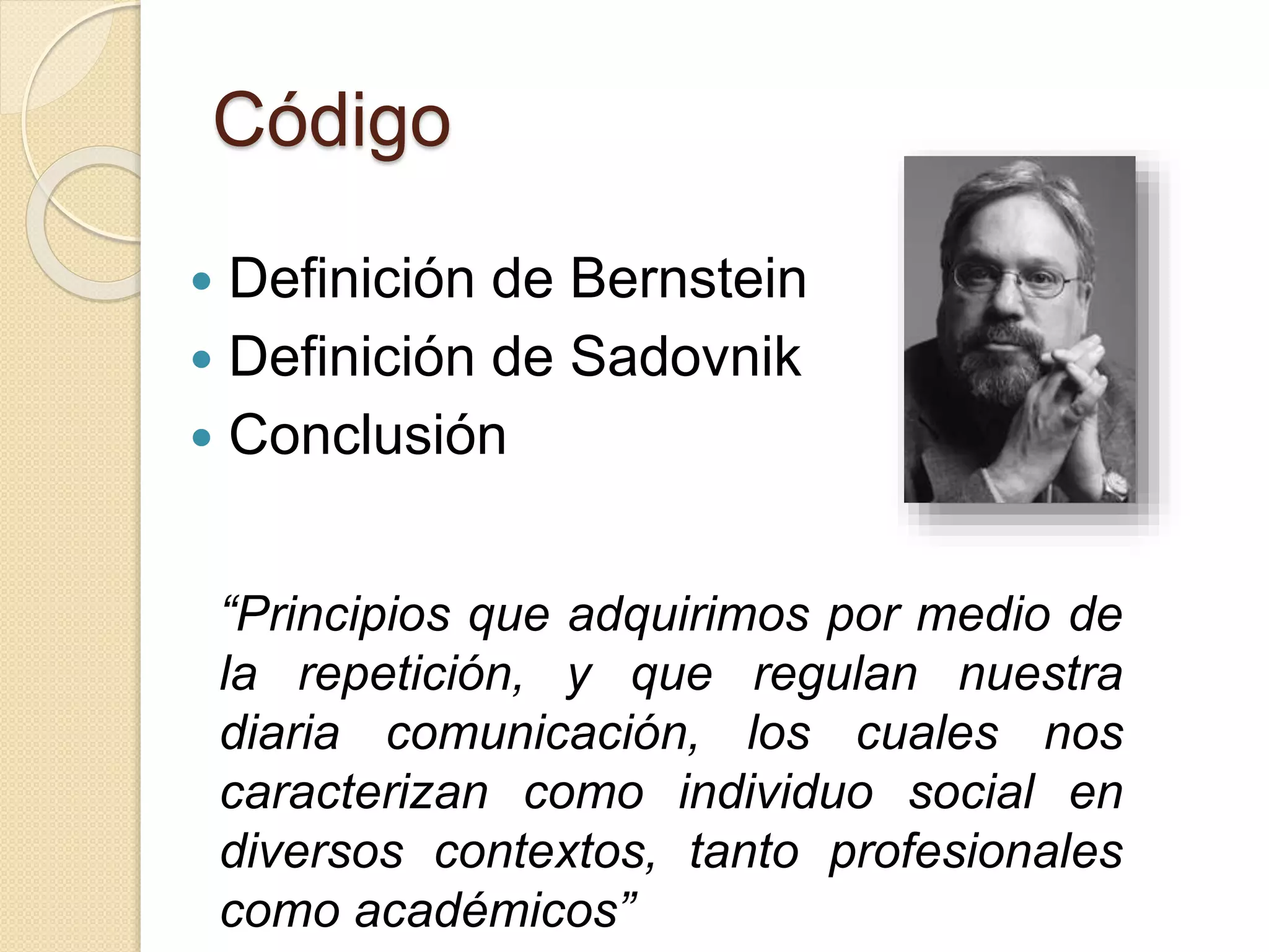 Código y control Basil Bernstein | PPTX