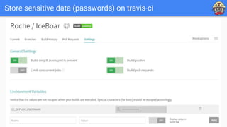 Store sensitive data (passwords) on travis-ci
 