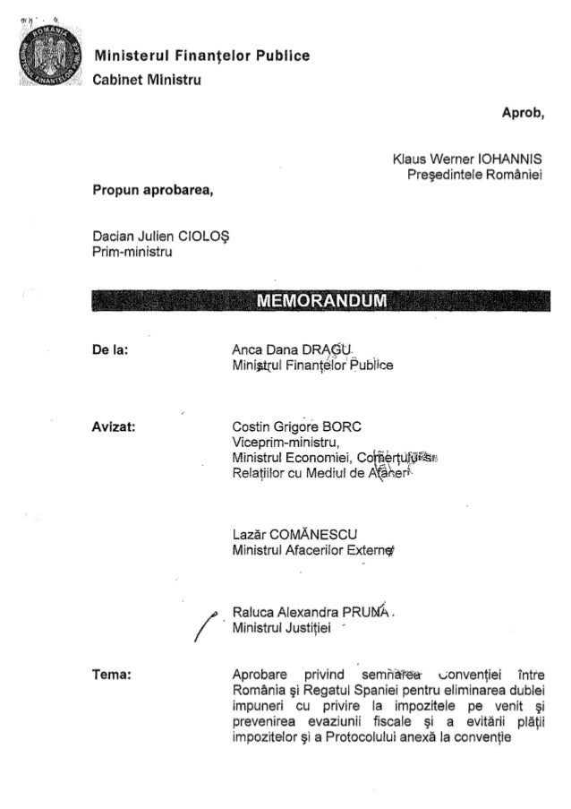 Proyecto De Convenio Doble Imposicion Rumania Espana