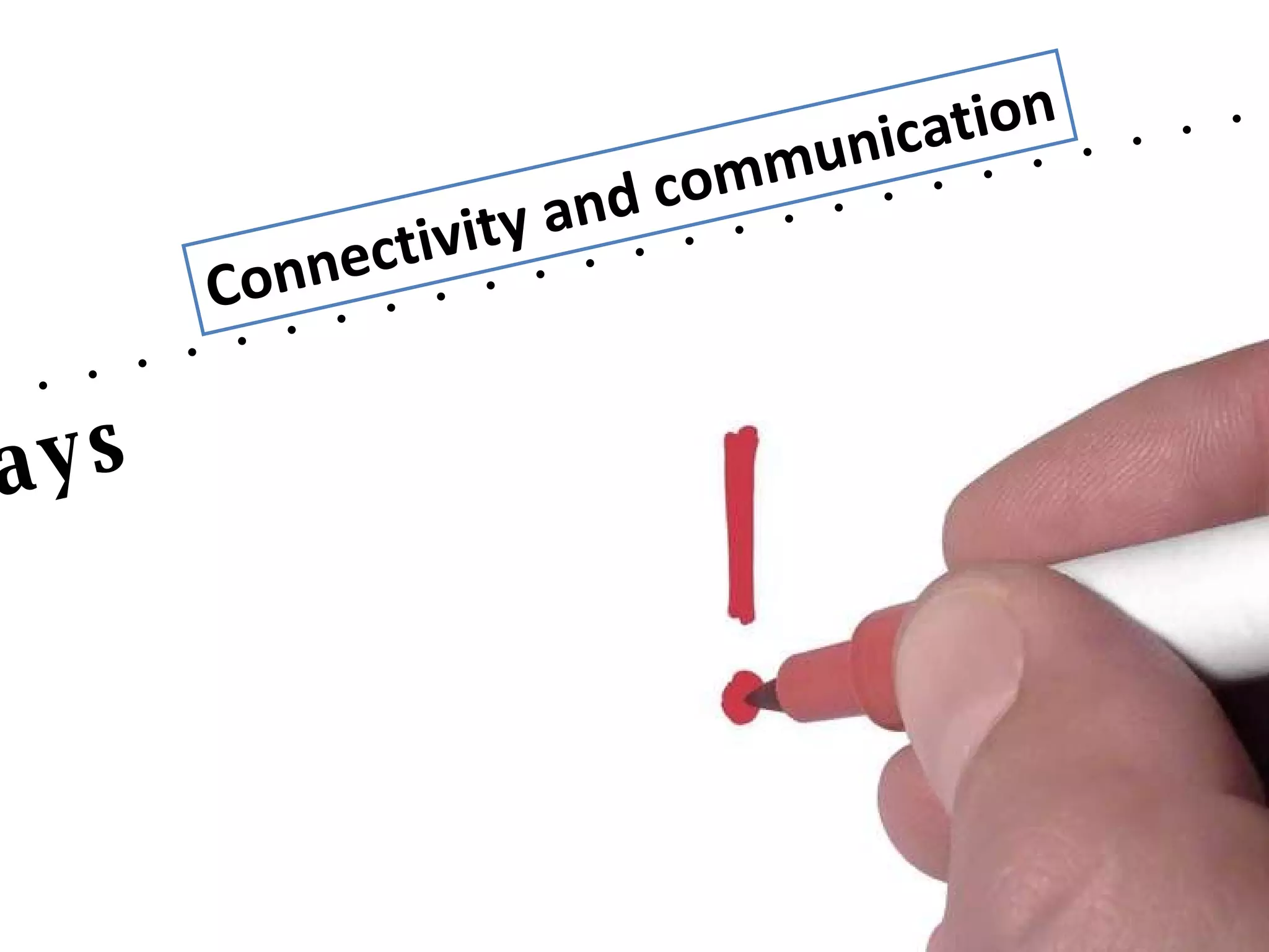 .........................................................................................   is essential, everywhere and always Connectivity and communication 