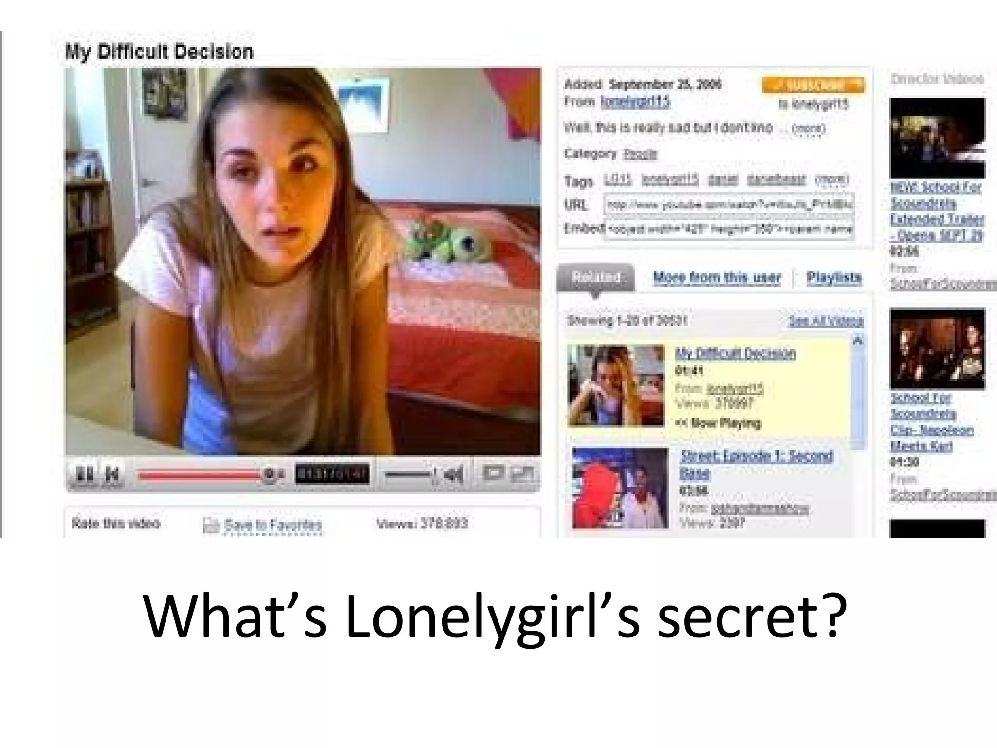 What’s Lonelygirl’s secret? 