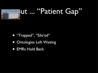 But ... “Patient Gap” “Trapped”, “Silo’ed” Ontologies Left Waiting EMRs Hold Back 