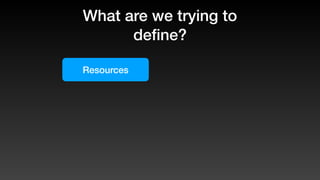 What are we trying to
deﬁne?
Resources
 