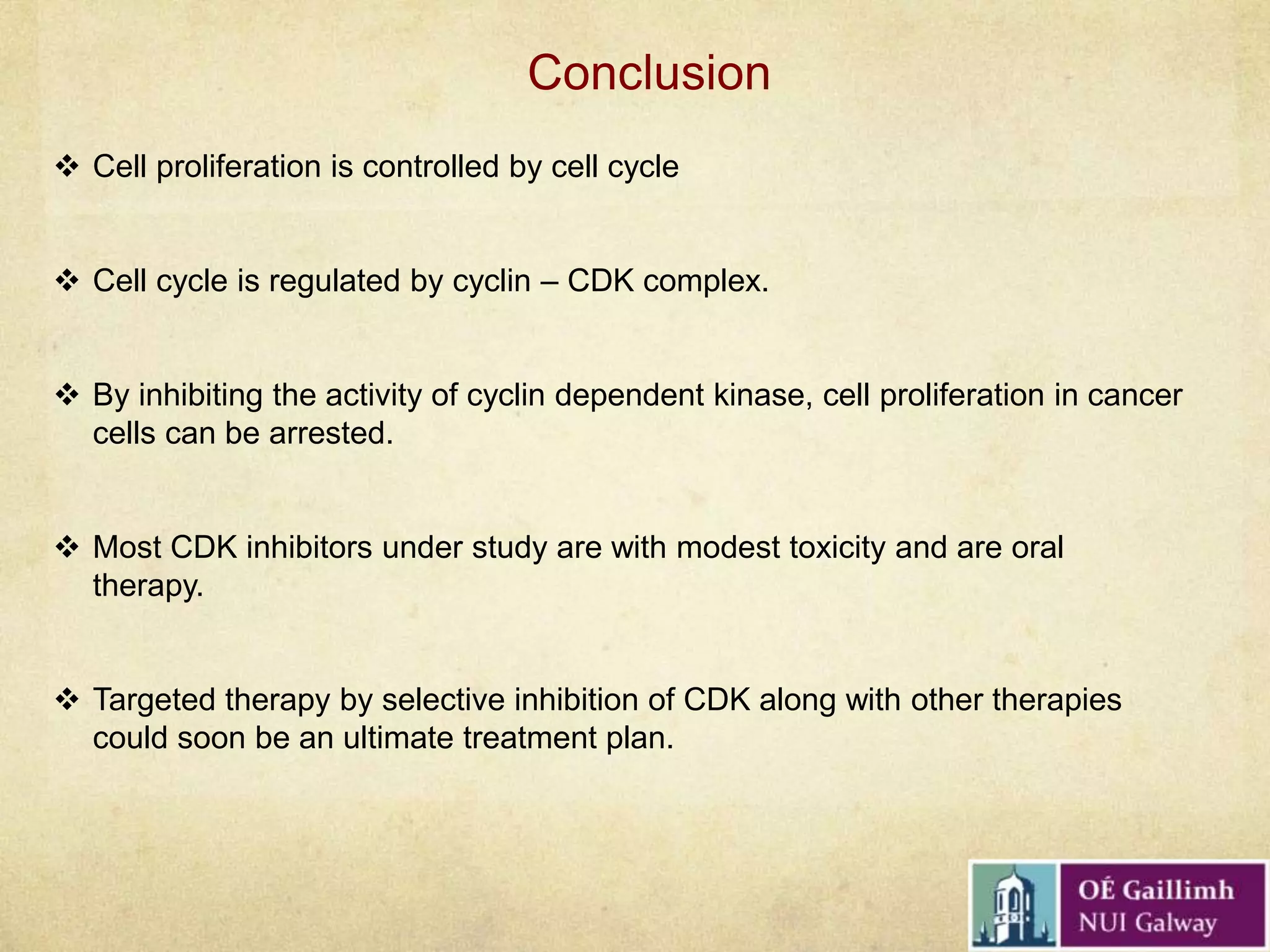 Cdk inhibitors as new targets for cancer treatment. | PPTX