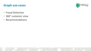 Graph use-cases
• Fraud Detection
• 360° customer view
• Recommendations
7