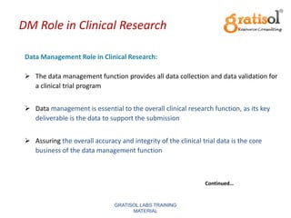 Clinical Data Management Training @ Gratisol Labs | PDF