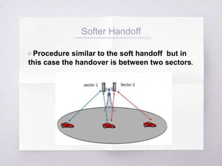 Softer Handoff
▧ Procedure similar to the soft handoff but in
this case the handover is between two sectors.
 