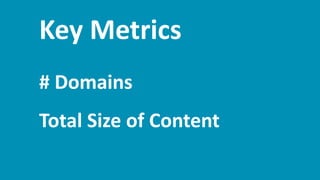 43 @Dynatrace
Key Metrics
# Domains
Total Size of Content
 