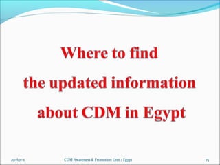 Cdm in egypt cdm workshop 2011 en pp 2