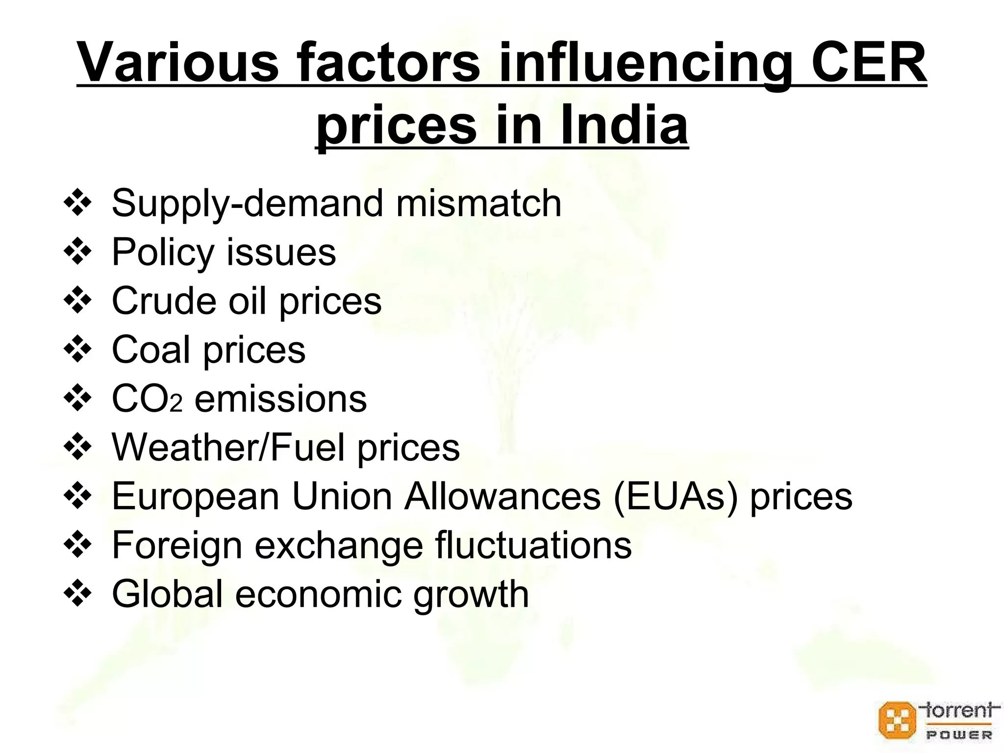 The Role and nature of Carbon  Contracts Contracting approaches to sell CERs can include: Competitive tender processes. Transacting through independent brokers. Individual Contractual negotiations (e.g. spot transactions, forward sales of CERs or option contracts) Alternatively, CERs can be sold through exchange traded contracts. ERPA: Emission Reduction Purchase Agreement 